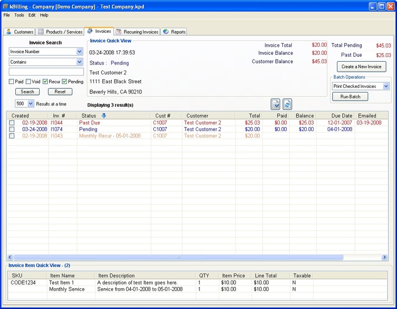 KBilling - Invoice Software Screenshot